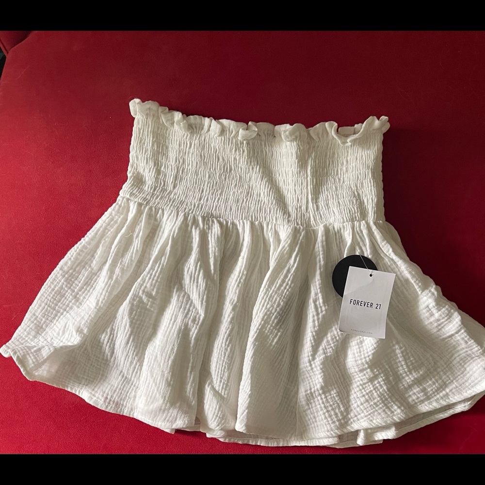 Forever 21 white pleated mini skirt